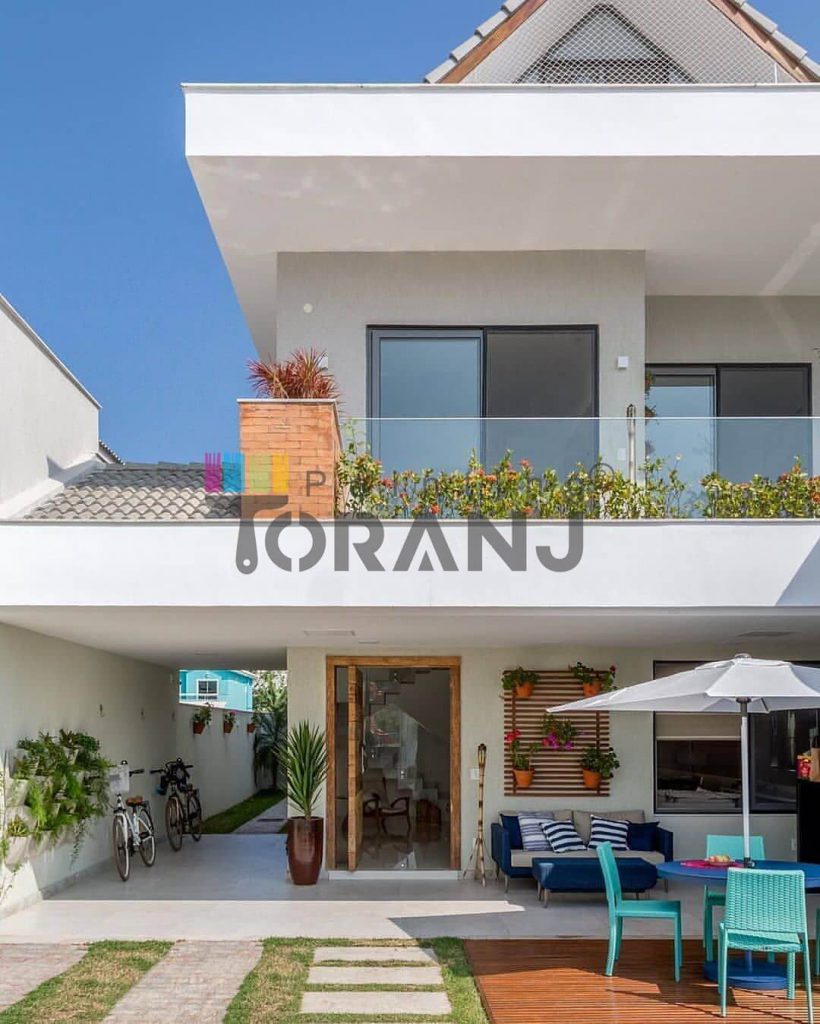 شماتیکی از کاربرد رنگ نمای بیرونی ساختمان